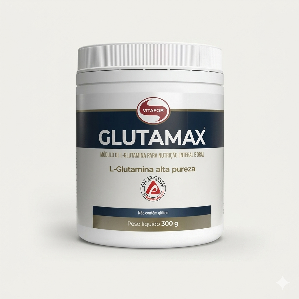 Glutamax Vitafor 300g - M&oacute;dulo de L-Glutamina de alta pureza para recupera&ccedil;&atilde;o muscular e sa&uacute;de intestinal.