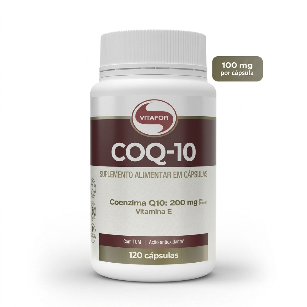 Coenzima CoQ10 200mg Vitafor com Vitamina E - 120 c&aacute;psulas.
